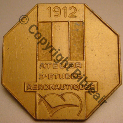 NH ATELIER ETUDES AERONAUTIQUES 1912  A.AUGIS LYON ST.BARTH 3Lign Alu NON peint 2Griffes  Granuleux Src.flob92 70EurInv 